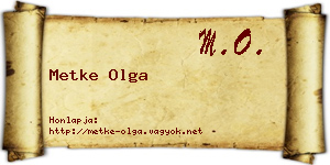 Metke Olga névjegykártya